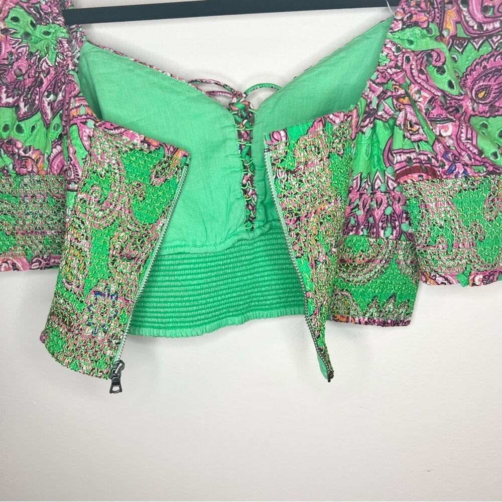 Alice + Olivia SET Jia tiered skirt & Crawford smocked Crop Top Size XS / 2 - Picture 10 of 15